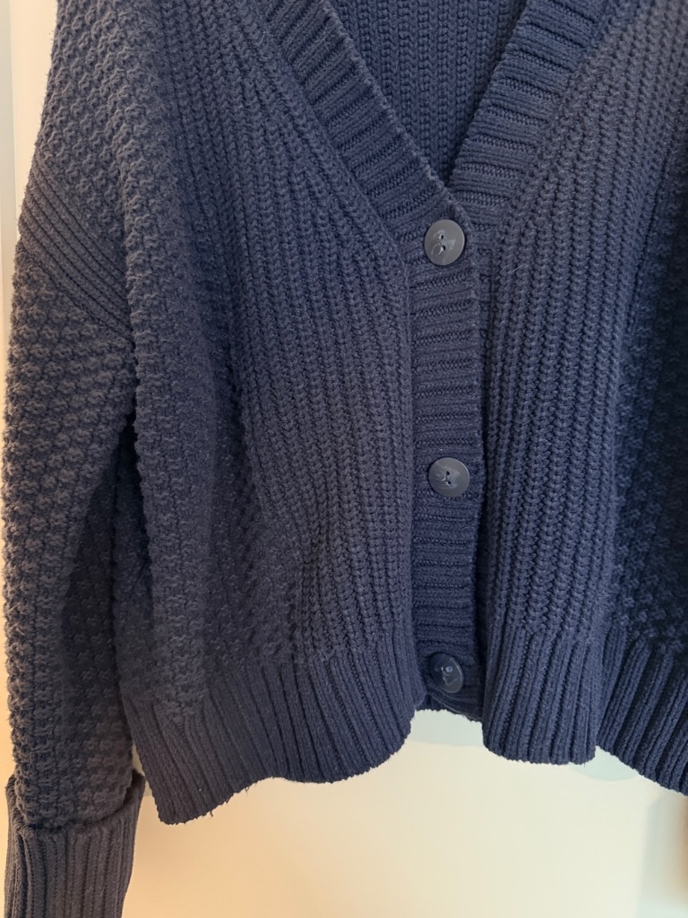 Abercrombie & Fitch Navy Ribbed V-Neck Button Cardigan - Picture 6 of 6